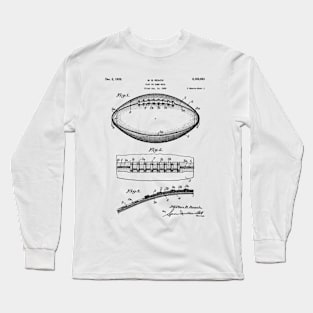 Football Patent - American Football Art - Black And White Long Sleeve T-Shirt